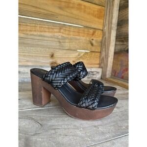 Report Women's Size 8 HERA Black And‎ Brown Heels Clog Sandals Chunky
